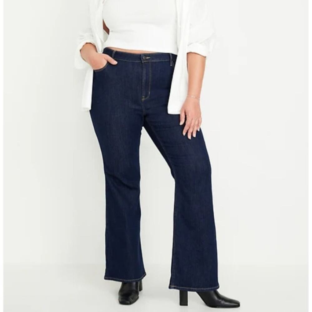 Old Navy High Rise Flare Leg Jeans Dark Wash Retro Revival Sz: 16 -NWT